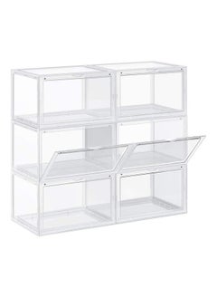 Generic Large 6 Pack Shoe Storage Box, Clear Plastic Stackable Shoe Organizer for Closet, Space Saving Foldable Shoe Rack Sneaker Container Bin Holder  - Image 1