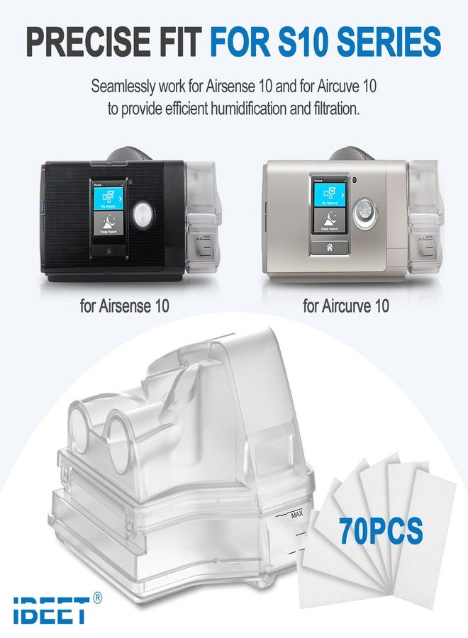 آيبيت حوض ماء بديل لجهاز ترطيب الهواء AirSense 10 و AirCurve 10 مع 70 فلترًا - منفذ تعبئة سريع، مانع للتسرب، قاعدة معززة - لوازم IBEET لسلسلة S10 - Image 2