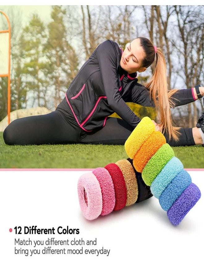 RECTYO GALLERY Thick Cloth Hair Elastics Hair Bands 5cm Width Ponytail Holders Hair Scrunchies for Women Girls Nonslip 12-Pack - Image 2