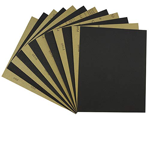 MAXMAN Sandpaper Assortment 80 100 120 150 180 240 Grit 24PCS, Wet Dry Sandpaper Sheets 9 x 11 Inches, Silicon Carbide Abrasive Sand Paper for Wood Furniture Finishing, Metal Sanding, Automotive Polishing - Image 1