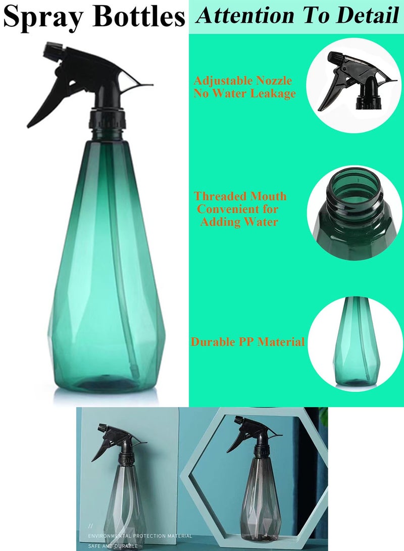 Qiccijoo Spray Bottles 2 Pack 1L/34oz Empty Plastic Spray Bottles for Cleaning,Hair,Solutions,Plants, Pets, Squirt Bottle Adjustable Fine Mist to Stream (Green & Grey) - Image 3