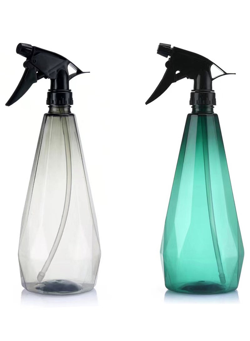Qiccijoo Spray Bottles 2 Pack 1L/34oz Empty Plastic Spray Bottles for Cleaning,Hair,Solutions,Plants, Pets, Squirt Bottle Adjustable Fine Mist to Stream (Green & Grey) - Image 1