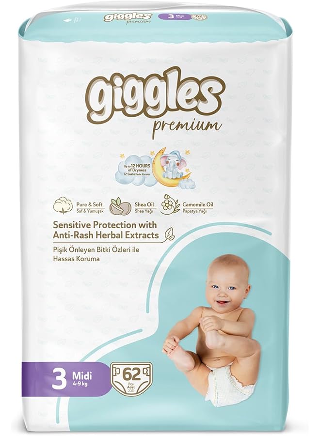 giggles Baby Diapers 62 Pieces Jumbo Pack Size 3 - Image 2