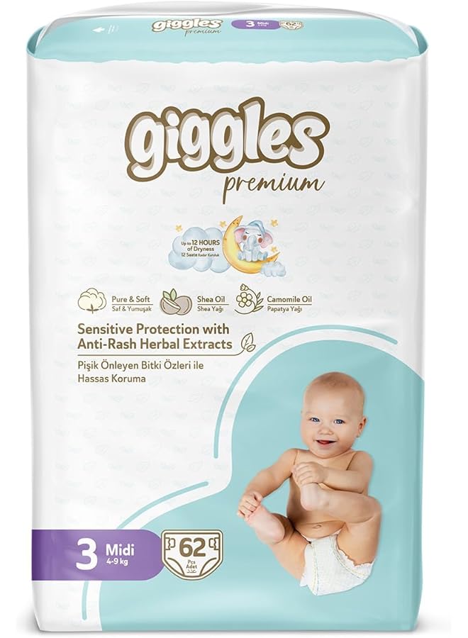 giggles Baby Diapers 62 Pieces Jumbo Pack Size 3 - Image 1