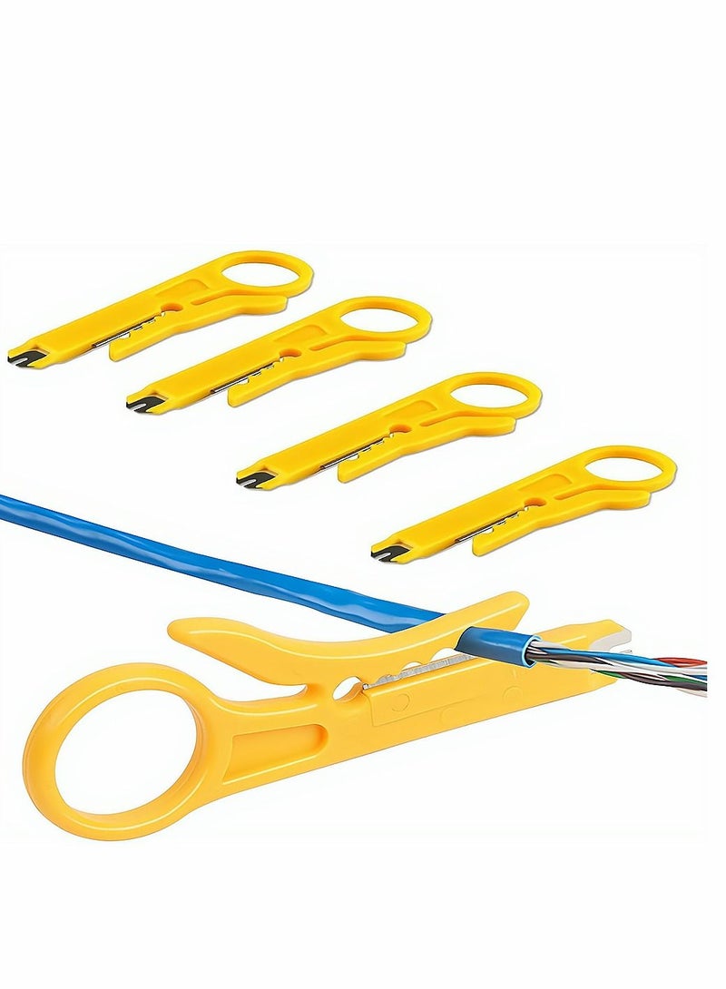 SYOSI Mini Wire Stripper, Economy Network Cable Cutter Portable Crimper Pliers Crimping Tool Universal Cable Cutter Punch Down Cutter for Network Data Cable, Telephone Cable, Computer UTP Cable, 10 Pack - Image 1