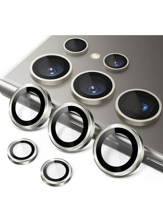 واقي عدسة الكاميرا متوافق مع هاتف Samsung Galaxy S25 Ultra، غطاء حلقي من سبائك الألومنيوم والزجاج المقوى، حماية فائقة ضد الصدمات بصلابة 9H (رمادي)