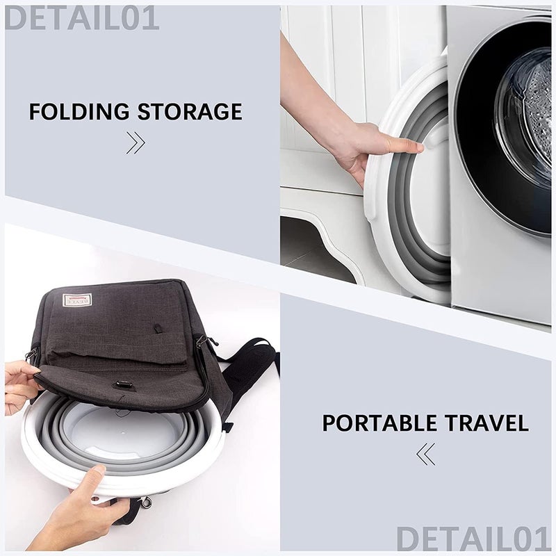 Arabest Collapsible Bucket, 10L Foldable Portable Cleaning Bucket with Handle, Plastic Bucket Space Saving for Outdoor Garden Camping Fishing Car Wash (Round-gray) - Image 2