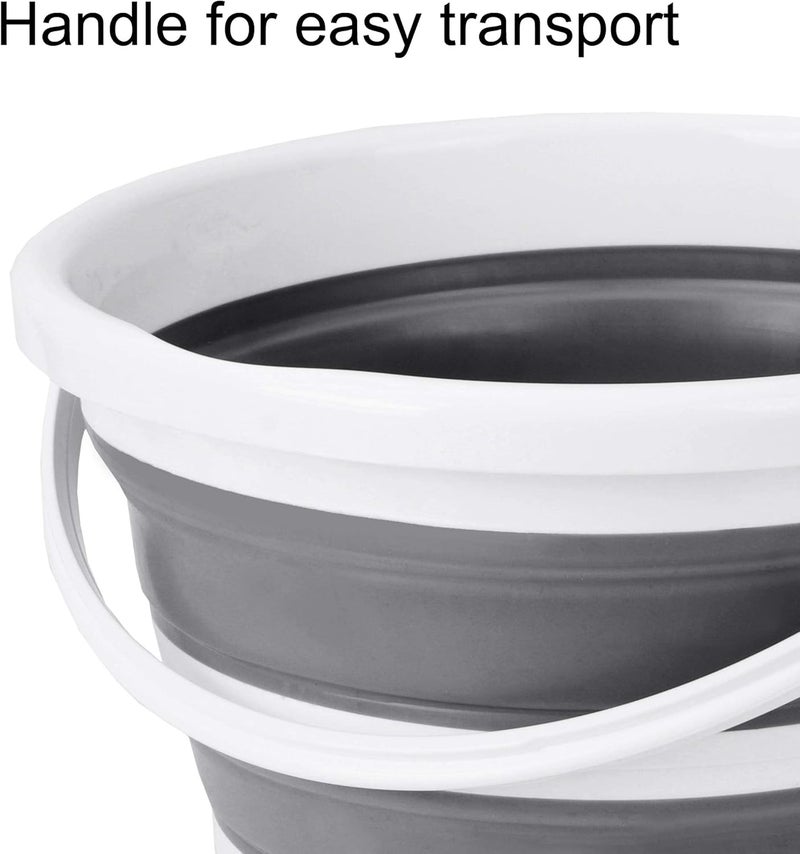 Arabest Collapsible Bucket, 10L Foldable Portable Cleaning Bucket with Handle, Plastic Bucket Space Saving for Outdoor Garden Camping Fishing Car Wash (Round-gray) - Image 5
