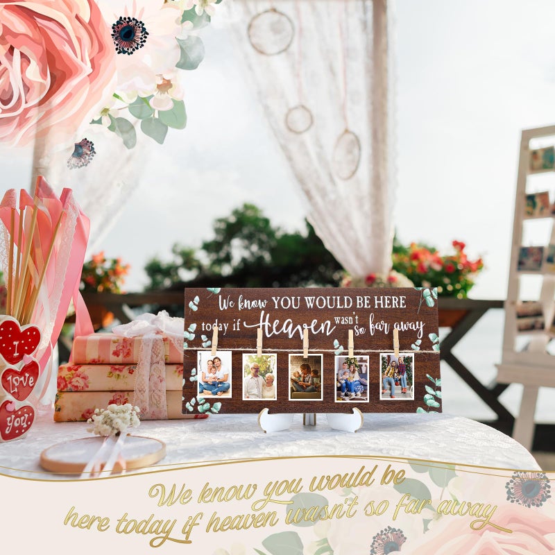 RattanView Wood Memory Table Sign 16 x 8 Inch in Loving Memory Wedding Sign with 5 Clips Wedding Decor for Ceremony and Reception Wooden Memorial Picture Board to Honor Souls(Eucalyptus 1) - Image 3