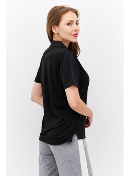 Rhode Island Women Sportswear Fit Short Sleeve Training Polo Shirt, Black  - Image 2