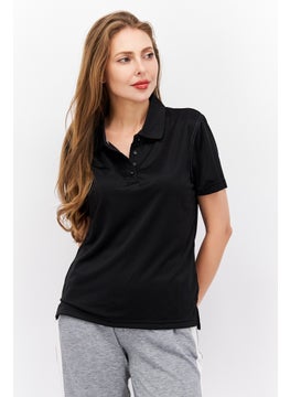 Rhode Island Women Sportswear Fit Short Sleeve Training Polo Shirt, Black  - Image 1