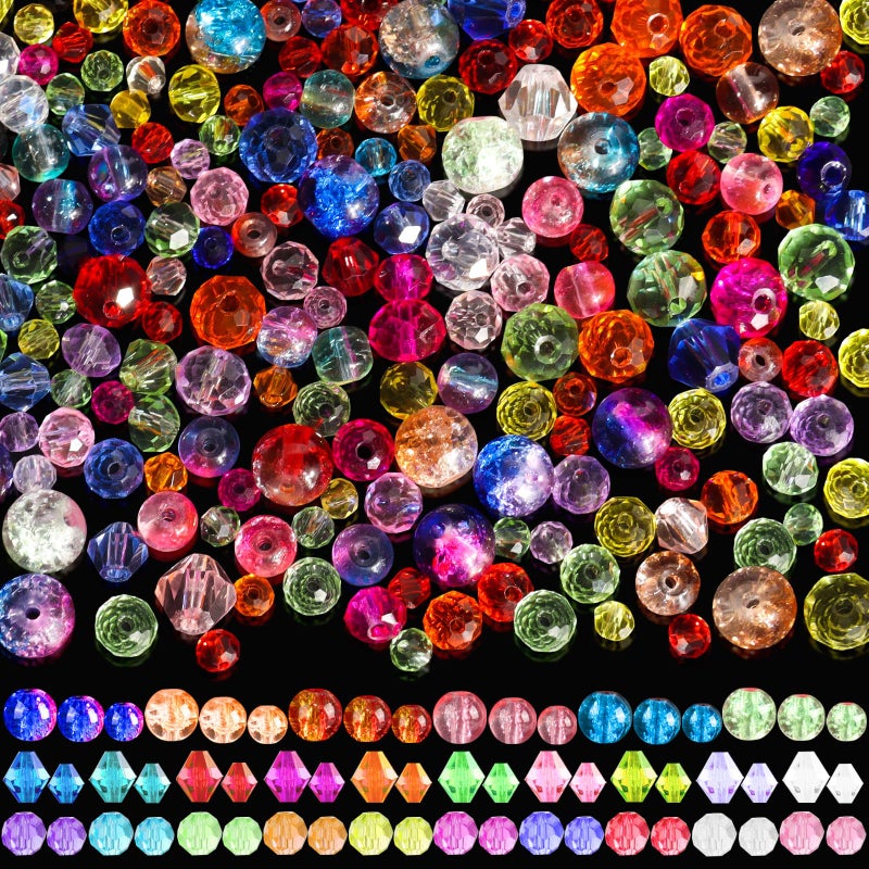 CXIIPOL 1300PCS Glass Beads for Jewelry Making Colorful Rainbow Craft Crystal Beads Assorted Colorful Loose Beads with Box for Making Necklaces, Earrings, Decorations, Clothing Accessories, Bracelets - Image 1