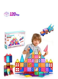 KASTWAVE 120Pcs Magnet Toys Kids Magnetic Building Tiles, 3D Magnetic Blocks Preschool Building Sets Educational Toys for Toddlers Boys and Girls  - Image 1
