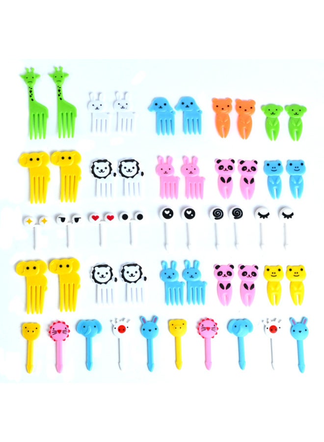 Home Use Cartoon Children's Fruit Fork Creative Animal Cute Plastic Fruit Stick Set Lunch Box Stick Suitable For Daily Use-Color:Cactus