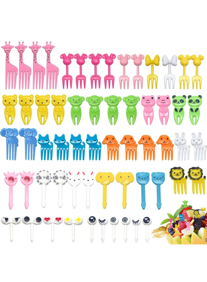 Home Use Cartoon Children's Fruit Fork Creative Animal Cute Plastic Fruit Stick Set Lunch Box Stick Suitable For Daily Use-Color:Cactus