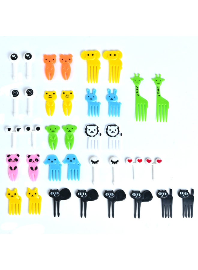 Home Use Cartoon Children's Fruit Fork Creative Animal Cute Plastic Fruit Stick Set Lunch Box Stick Suitable For Daily Use-Color:Cactus
