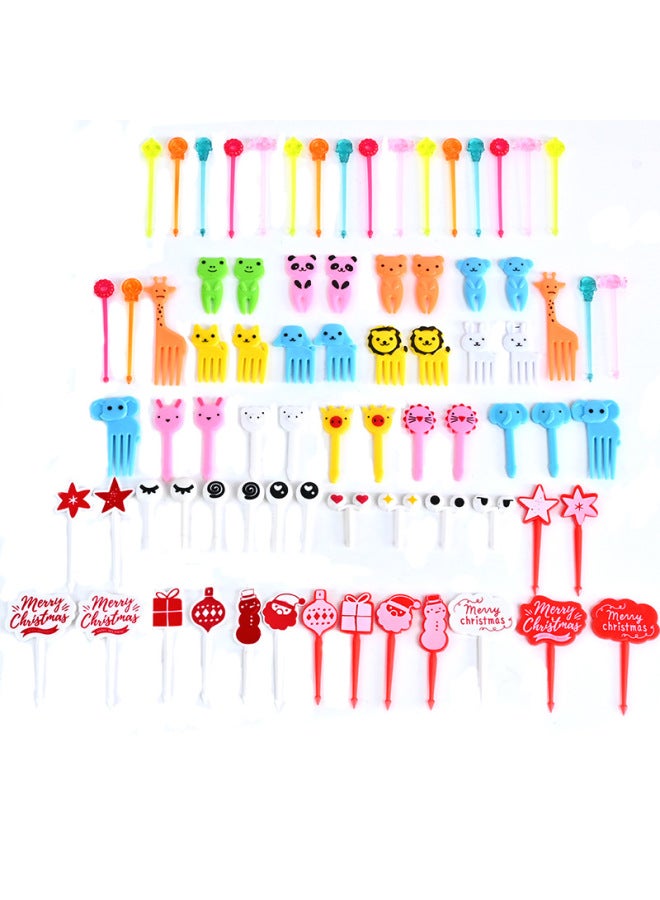 Home Use Cartoon Children's Fruit Fork Creative Animal Cute Plastic Fruit Stick Set Lunch Box Stick Suitable For Daily Use-Color:Cactus