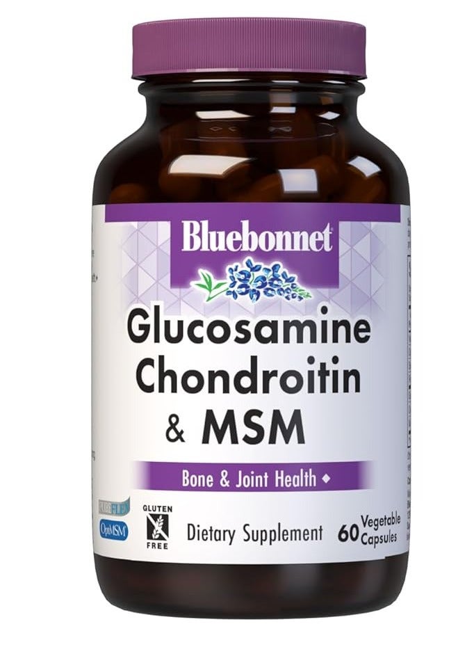 Bluebonnet Glucosamine Chondroitin MSM, Glucosamine, Bone Joint Health 60 Capsules
