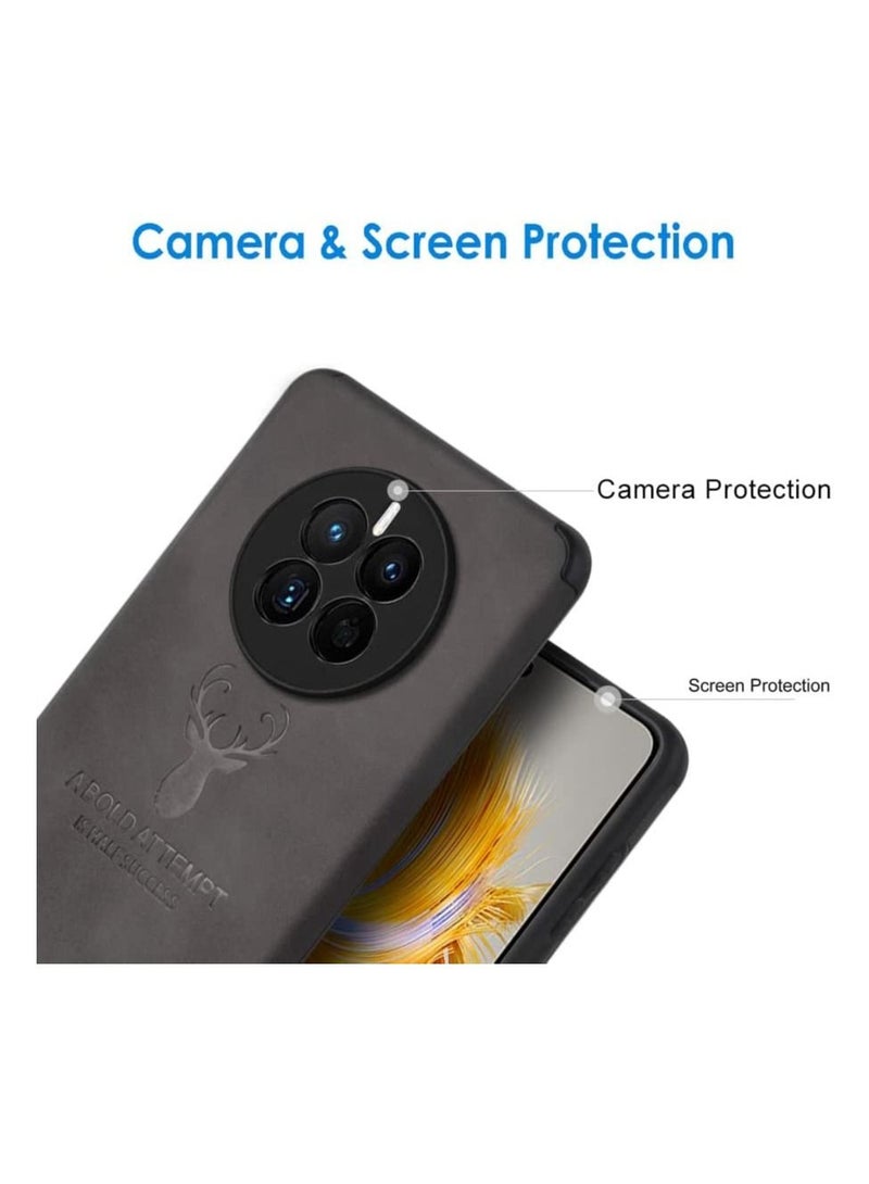 Deer Case Compatible with Huawei Mate 50 Pro Ultra-Thin Matte Leather Back Case Silicone Soft Edge Shockproof Full Body Protective Cover Case for Mate 50 Pro - Image 3
