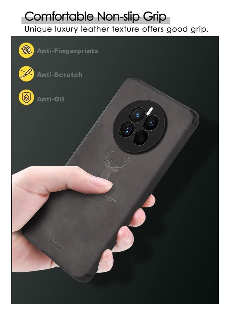 Deer Case Compatible with Huawei Mate 50 Pro Ultra-Thin Matte Leather Back Case Silicone Soft Edge Shockproof Full Body Protective Cover Case for Mate 50 Pro - Image 4