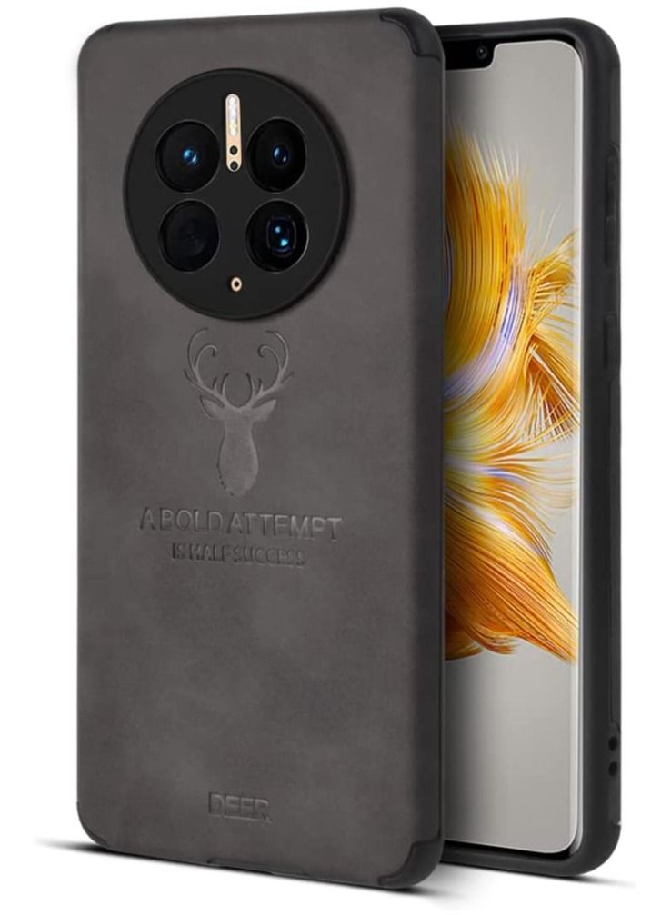 Deer Case Compatible with Huawei Mate 50 Pro Ultra-Thin Matte Leather Back Case Silicone Soft Edge Shockproof Full Body Protective Cover Case for Mate 50 Pro - Image 1