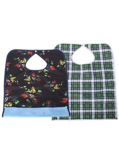 Thoraya Adult Waterproof Mealtime Bib Double Layer Elder Dinning Clothes Protector Blue  - Image 5