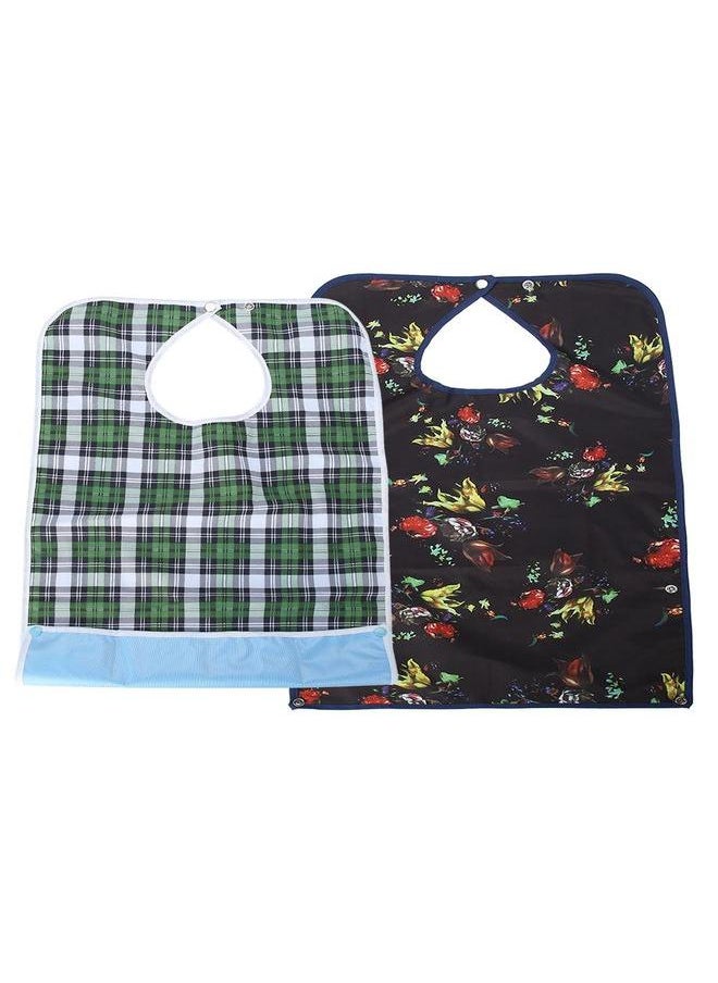 Thoraya Adult Waterproof Mealtime Bib Double Layer Elder Dinning Clothes Protector Blue  - Image 4