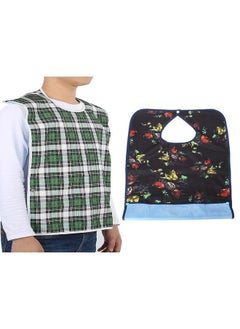 Thoraya Adult Waterproof Mealtime Bib Double Layer Elder Dinning Clothes Protector Blue  - Image 3