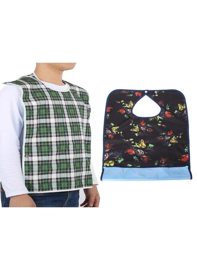 Thoraya Adult Waterproof Mealtime Bib Double Layer Elder Dinning Clothes Protector Blue  - Image 3
