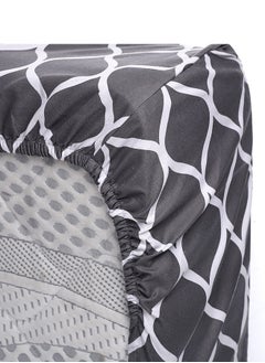 snooze Fitted Bed Sheet set 2pcs, 100*200 cm+ Free Pillowcase, Gray waves design  - Image 2