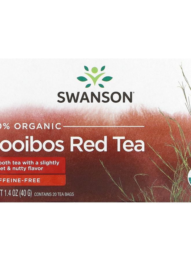 SWANSON 100% Organic Rooibos Red Tea Caffeine-Free 20 Tea Bags 1.4 oz (40 g)