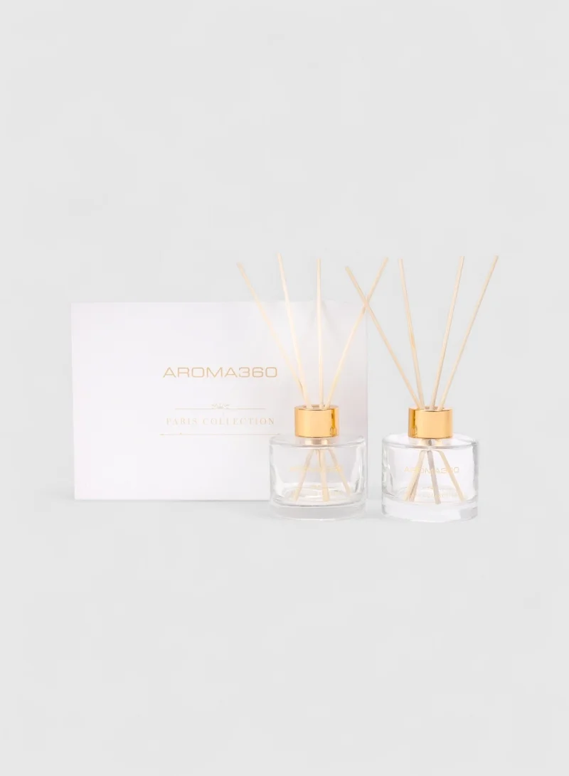 Aroma360 24K Magic - Paris Collection Reed Diffuser Duo - Luxury Aromatherapy Diffuser - Hints of Bergamot, Lemon and Lemongrass  - Essential Oil Diffusers