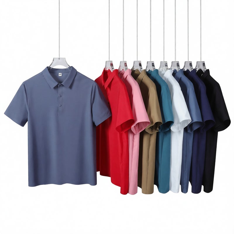 Men's Short Sleeve Business Casual Stretch Wrinkle-Free Polo Shirt - Image 1