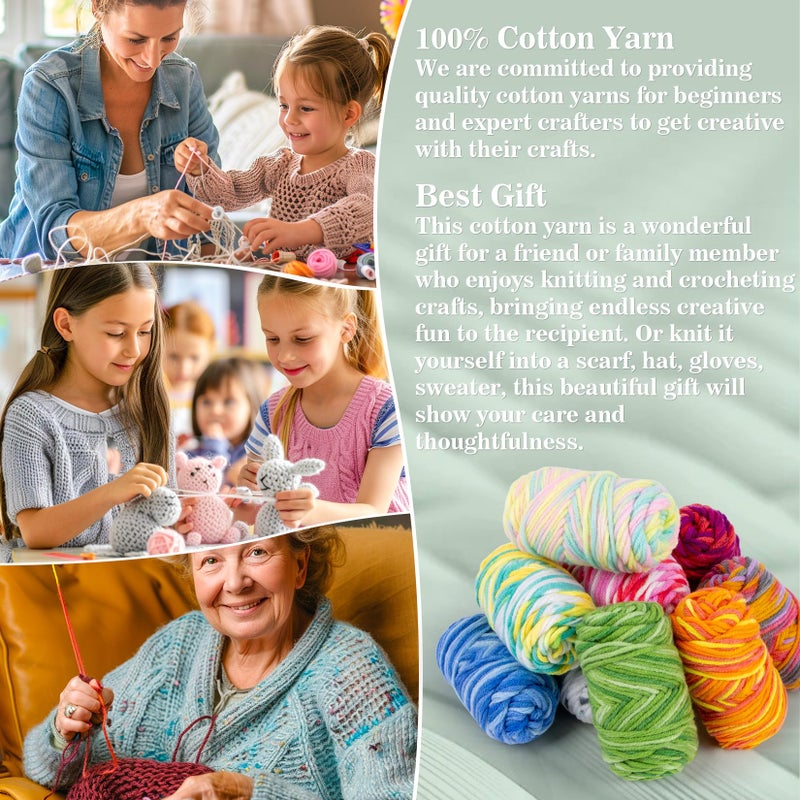 MAQIHAN Ombre Yarn - 10 Pack x 15g Yarn Cotton Multi Colored with Vibrant Colors Soft Color Changing Ideal for Knitting and Crocheting Crafts, Suitable for Beginners - Image 3