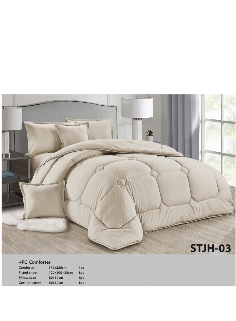 مون طقم لحاف مفرش سرير ملكي نفر مكون من 4 قطع مميزة مقاس 170 في 220 سم - Image 2