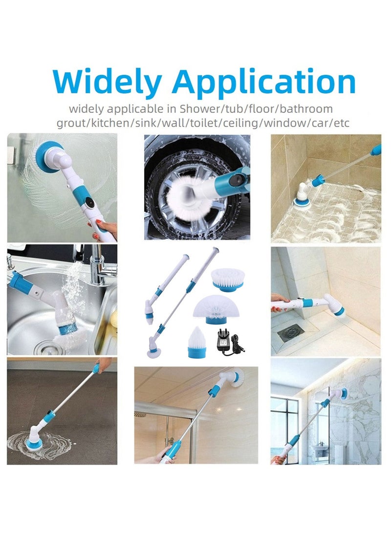 Electric Spin Scrubber Cordless Chargeable Bathroom Cleaner with Extension Handle Adaptive Brush for Tub Tile Floor Wall - Image 4