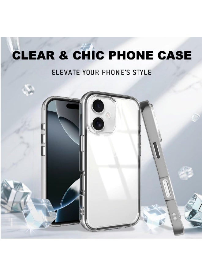 Clear Case for iPhone 16 – Shockproof Soft TPU Bumper Frame with Flexible Transparent Back, Crystle Pastel, Customizable with Kawaii Korean Bear Epoxy Resin Stickers (Currant Black & Korean Bear Epoxy Resin Stickers) - Image 3