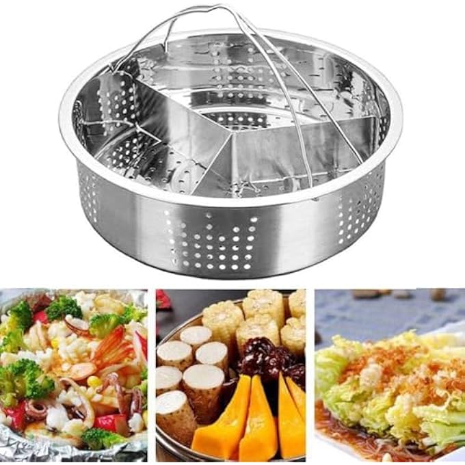 Tazweeq Stainless Steel Steamer Basket Rack Trio Pressure Cooking Separator Set Food Grade  Durable Efficient Steam Circulation EasyClean Design MultiPurpose Use Fit For 787 Pressure Cooker - Image 3