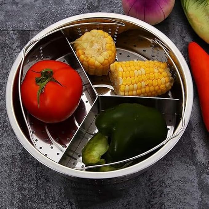 Tazweeq Stainless Steel Steamer Basket Rack Trio Pressure Cooking Separator Set Food Grade  Durable Efficient Steam Circulation EasyClean Design MultiPurpose Use Fit For 787 Pressure Cooker - Image 4