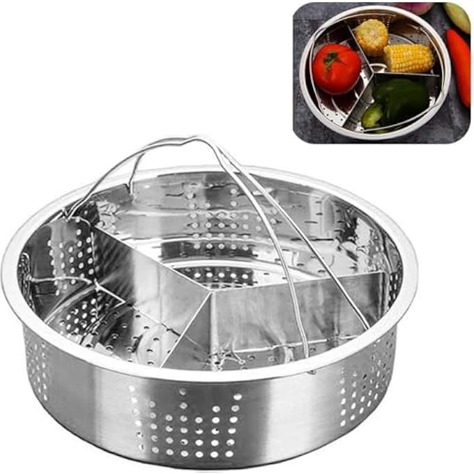 Tazweeq Stainless Steel Steamer Basket Rack Trio Pressure Cooking Separator Set Food Grade  Durable Efficient Steam Circulation EasyClean Design MultiPurpose Use Fit For 787 Pressure Cooker - Image 1