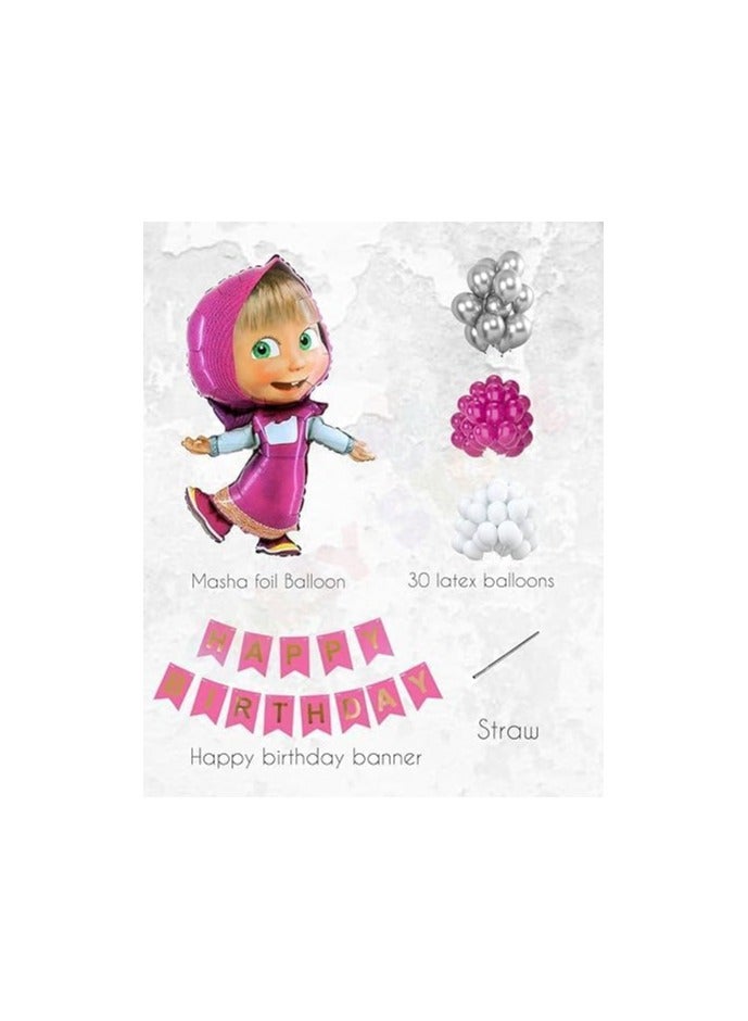 Masha Pink Balloons Set – Princess Birthday Decoration for Girls – Masha Party Supplies - Image 2