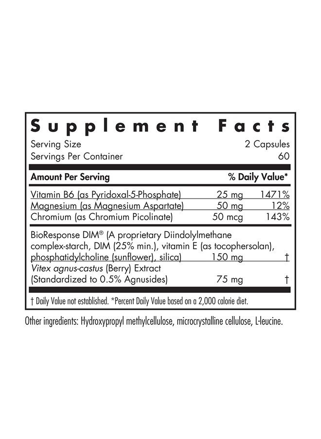 Allergy Research Group DIM فيتكس - دعم التغذية لمتلازمة ما قبل الحيض، الكروم، B6، المغنيسيوم - 120 كبسولة نباتية - Image 1