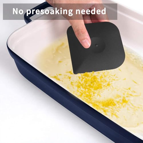 Herda Plastic Pan Dish Pot Food Kitchen Scraper Tool Set, 3 pcs Nylon Plastic Cast Iron Skillet Cleaner Scrubber Scrapper, Kitchen Scraper Non-Scratch (Black) - Image 4