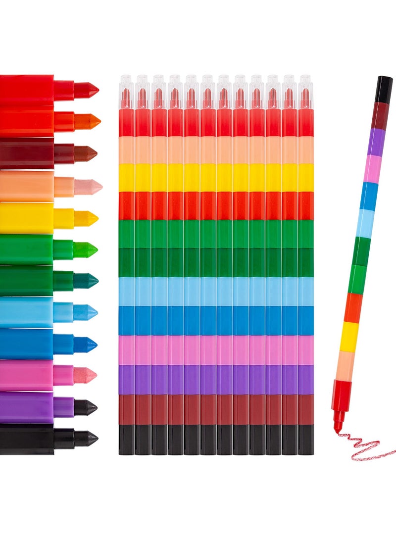 BLUE OCEAN 144 colors in 12 Big  Square Swop point Crayons, Pencil Crayons Kids Pens Stationary Supplies, Colouring Pencils Set, Toddler Twistable Coloured Crayons, Coloring Pencils, Assorted Crayons Party Bag - Image 1