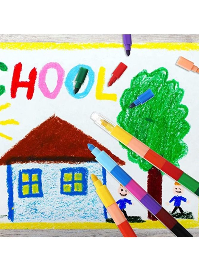 BLUE OCEAN 144 colors in 12 Big  Square Swop point Crayons, Pencil Crayons Kids Pens Stationary Supplies, Colouring Pencils Set, Toddler Twistable Coloured Crayons, Coloring Pencils, Assorted Crayons Party Bag - Image 4