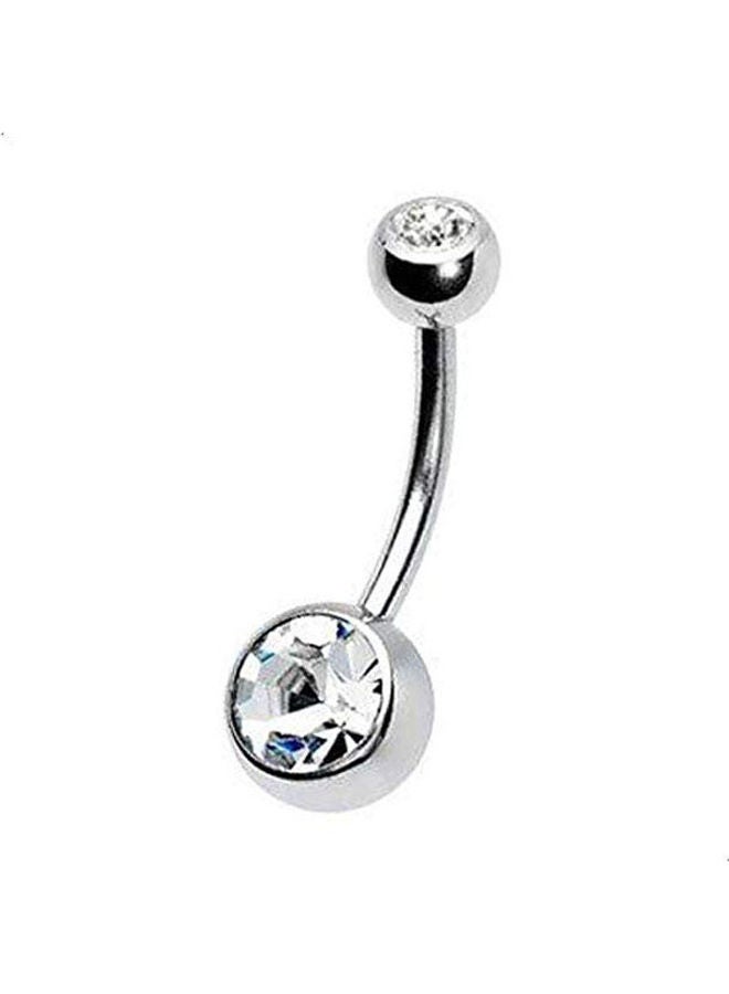 NIBEMINENT White Swarovski Titanium Navel Belly Button Piercing Jewelry 