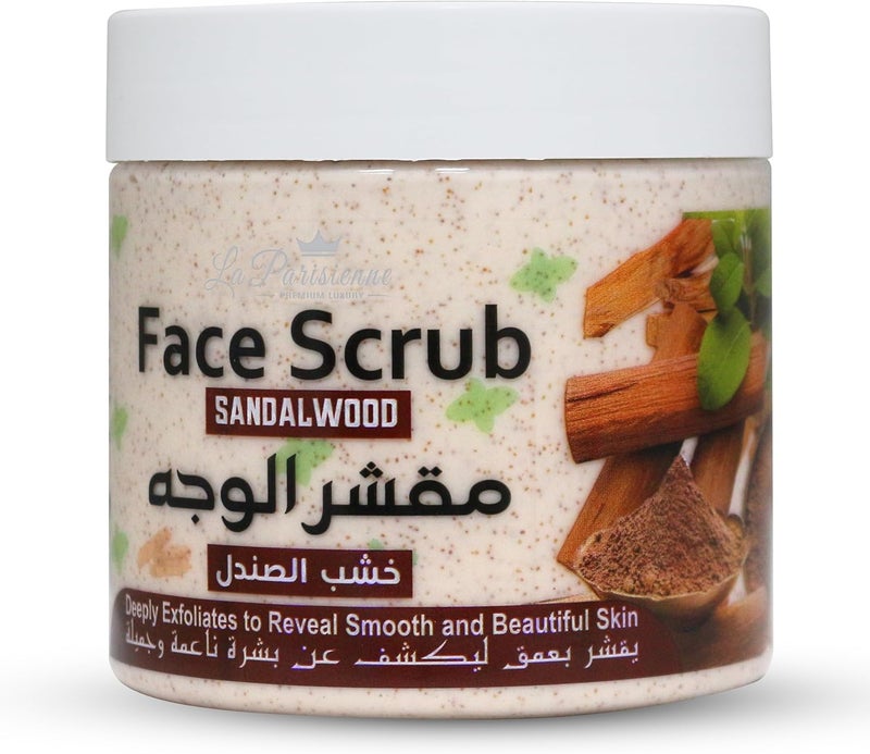 ECOLYTE+ La Parisienne Sandalwood Face Scrub - 500 ml Exfoliating Facial Scrub for Smooth and Glowing Skin - Image 1
