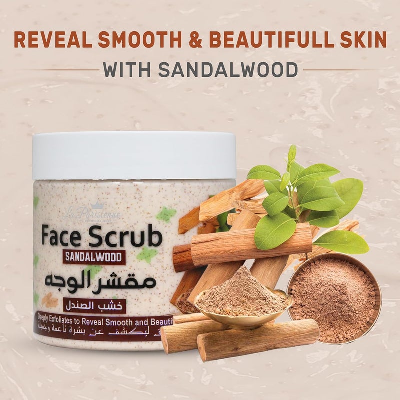 ECOLYTE+ La Parisienne Sandalwood Face Scrub - 500 ml Exfoliating Facial Scrub for Smooth and Glowing Skin - Image 4
