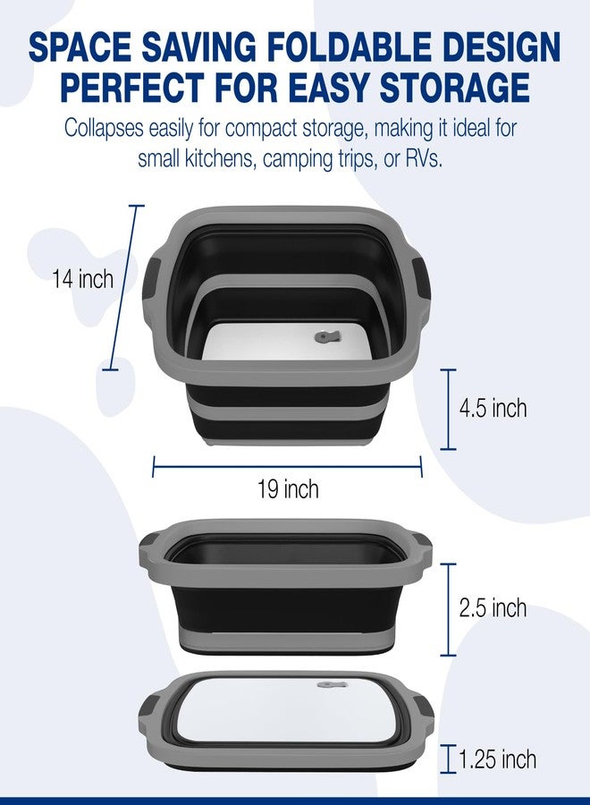 COSPARX 2-Pack Collapsible BBQ Prep Tub - Marinate, Drain & Prep - Large Food-Safe Container with Built-In Cutting Board & Strainer - Perfect for Grilling, Smoking & Outdoor Cooking - Image 3