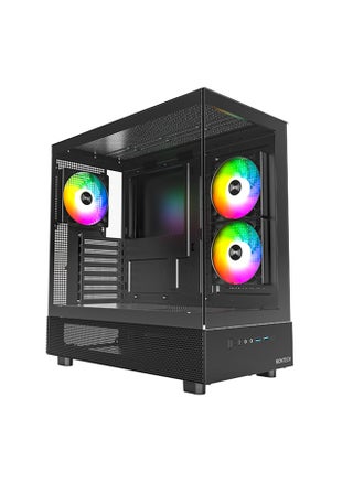 XR-ATX Mid-Tower PC Gaming Case, 3*120mm ARGB PWM Fans Pre-Installed, Full-View Dual Tempered Glass Panel, Wood-Grain Design I/O Interface, 360mm Radiator Support - pzsku/Z769067F22589CF76F246Z/45/_/1725436466/9099e7a0-28a2-4edc-a99f-8f1d22fa353d